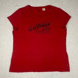 Levis Womens XL Red Graphic Tee Levi Strauss Logo T Shirt Casual